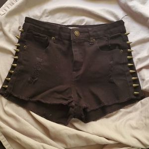 Black Punk Spike Shorts